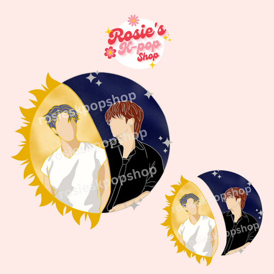 Minsung Sun and Moon Pearlescent Hard Enamel Pin Set